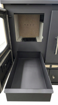 Preview: EEK A+ Küchenofen Holzherd ECO LUX INOX, Edelstahlbackfach, schwarz, rechte Version - 7,1 kW
